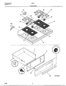 Top/drawer Diagram and Parts List for 285847B  Frigidaire Range