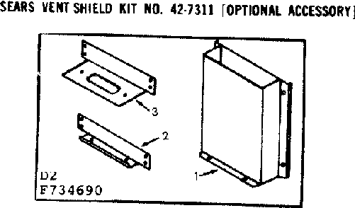 Vent shield kit no. 42-7311 Diagram and Parts List for 867734690  Frigidaire Furnace