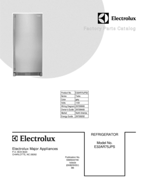 01 - COVER Diagram and Parts List for E32AR75JPS2  Frigidaire Refrigerator
