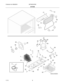 System Diagram and Parts List for MRTW20V3PW0  Frigidaire Refrigerator
