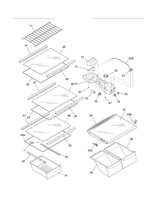 Shelves Diagram and Parts List for FFHT1816LK6  Frigidaire Refrigerator