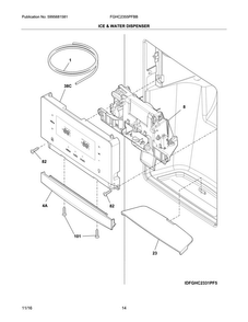 Ice & Water Dispenser Diagram and Parts List for FGHC2355PFBB  Frigidaire Refrigerator