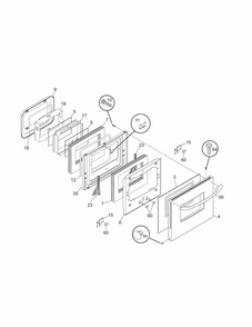 Door Diagram and Parts List for 79040523402  Kenmore Wall Oven