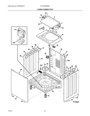 05 - LOWER CABINET/TOP Diagram and Parts List for CFLE2022MW2  Frigidaire Washer Dryer Combo