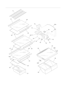 Shelves Diagram and Parts List for FFHT1817LB7  Frigidaire Refrigerator