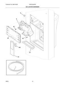 Ice And Water Dispenser Diagram and Parts List for GRSC2352AF8  Frigidaire Refrigerator