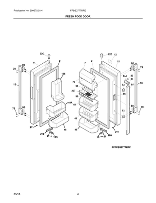 Fresh Food Door Diagram and Parts List for FPBS2777RFE  Frigidaire Refrigerator