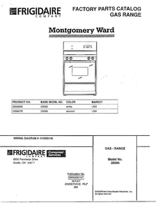 Gas Range Diagram and Parts List for 285860B  Frigidaire Range