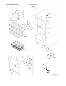 Cabinet Diagram and Parts List for BKFH17F1SW0  Frigidaire Freezer
