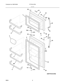 Door Diagram and Parts List for FFTR1814TB5  Frigidaire Refrigerator