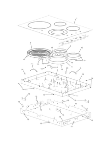Main Top/surface Units Diagram and Parts List for FGEC3045PS1  Frigidaire Cooktop