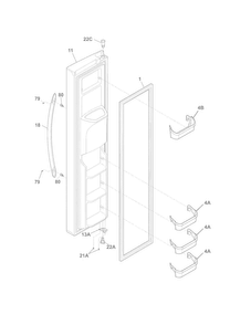 Freezer Door Diagram and Parts List for FGHS2655PF0  Frigidaire Refrigerator