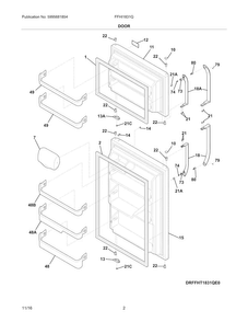 Door Diagram and Parts List for FFHI1831QP5  Frigidaire Refrigerator