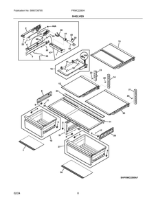 Shelves Diagram and Parts List for PRMC2285AF02  Frigidaire Refrigerator