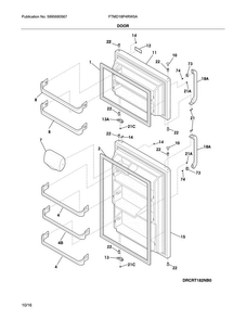 Door Diagram and Parts List for FTMD18P4RW5A  Frigidaire Refrigerator