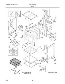Body Diagram and Parts List for VCRC3016AWE  Frigidaire Range