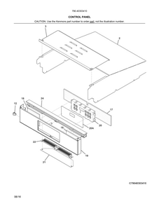 Control Panel Diagram and Parts List for 79040303410  Kenmore Wall Oven