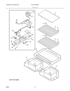 Shelves Diagram and Parts List for FFTR1814WWC  Frigidaire Refrigerator