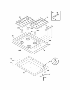 Maintop Diagram and Parts List for 79032234401  Kenmore Cooktop