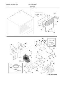 System Diagram and Parts List for WWTR1821QW4A  Westinghouse Refrigerator