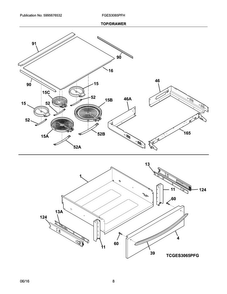 Top/drawer Diagram and Parts List for FGES3065PFH  Frigidaire Range