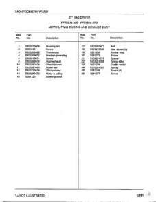 Motor, Fan Housing And Exhaust Duct Page 2 Diagram and Parts List for 8248-87D  Frigidaire Dryer