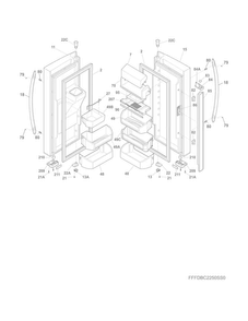 Fresh Food Door Diagram and Parts List for FDBC2250SS0  Frigidaire Refrigerator