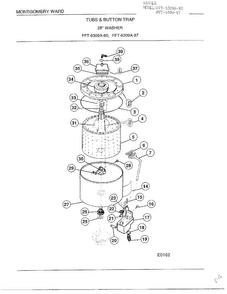 Tubs And Button Trap Cabinet Diagram and Parts List for 6309A  Frigidaire Washer