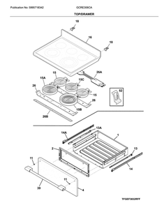 Top/Drawer Diagram and Parts List for GCRE306CAFA  Frigidaire Range