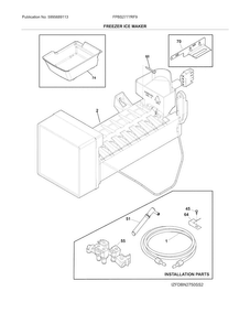 Freezer Ice Maker Diagram and Parts List for FPBS2777RF9  Frigidaire Refrigerator