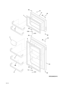 Doors Diagram and Parts List for 25360022412  Kenmore Refrigerator