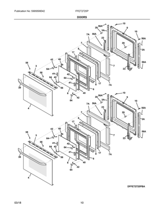 Doors Diagram and Parts List for FFET2725PWE  Frigidaire Wall Oven