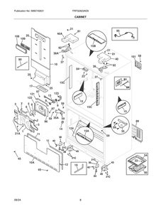 Cabinet 2 Diagram and Parts List for FRFS2823AD9  Frigidaire Refrigerator