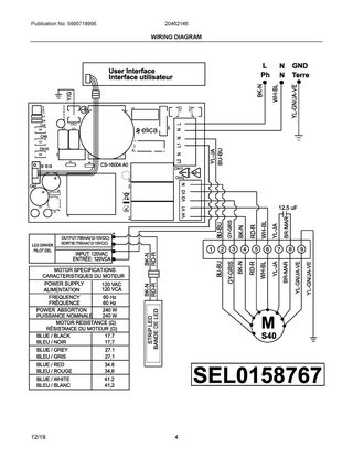 Wiring Diagram Diagram and Parts List for 20462146  Frigidaire Range Hood