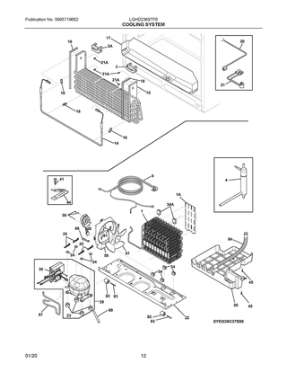 Cooling System Diagram and Parts List for LGHD2369TF6  Frigidaire Refrigerator