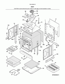 Body Diagram and Parts List for 79040283412  Kenmore Wall Oven