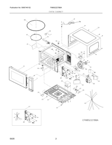 Oven, Cabinet Diagram and Parts List for FMBS2227BBA  Frigidaire Microwave