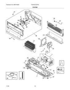 System Diagram and Parts List for FG4H2272UF04  Frigidaire Freezer