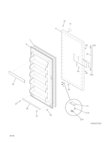 Door Diagram and Parts List for 25322042410  Kenmore Freezer