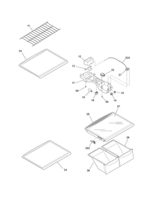 Shelves Diagram and Parts List for FRT21G2NW2  Frigidaire Refrigerator