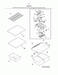 Shelves Diagram and Parts List for 25370819710  Kenmore Refrigerator