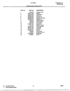 Window Mounting Parts Page 2 Diagram and Parts List for 5177004B  Frigidaire Air Conditioner