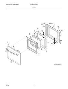 Door Diagram and Parts List for FCWS2727ABG  Frigidaire Wall Oven
