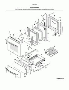 Door/drawer Diagram and Parts List for 79040292412  Kenmore Wall Oven