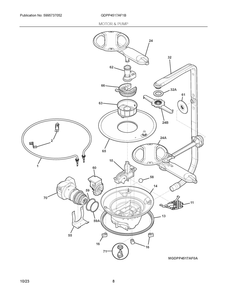 Motor And Pump Diagram and Parts List for GDPP4517AF1B  Frigidaire Dishwasher