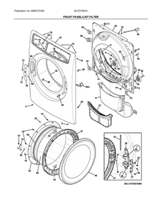 Front Panel/Lint Filter Diagram and Parts List for ELFG7637AT0  Frigidaire Dryer