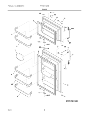 03 - DOORS Diagram and Parts List for FFHT2117LW8  Frigidaire Refrigerator