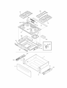 Top/drawer Diagram and Parts List for 79036909905  Kenmore Range