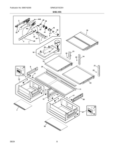 Shelves Diagram and Parts List for GRMC2273CD01  Frigidaire Refrigerator