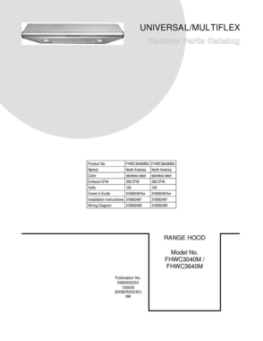 01 - COVER Diagram and Parts List for FHWC3040MSA-11  Frigidaire Range